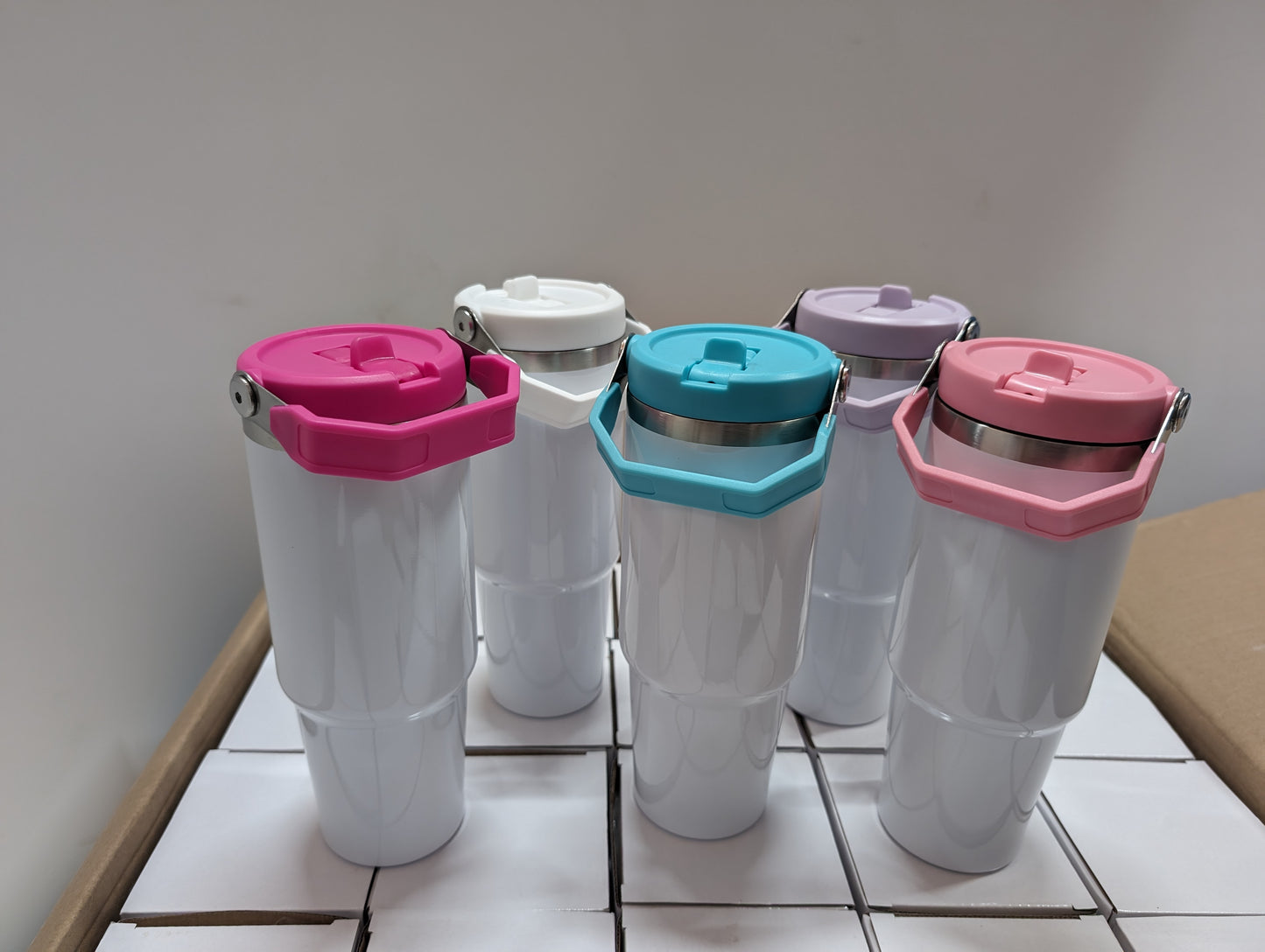 30oz Colored Tumblers with Handles - Blank for Sublimation