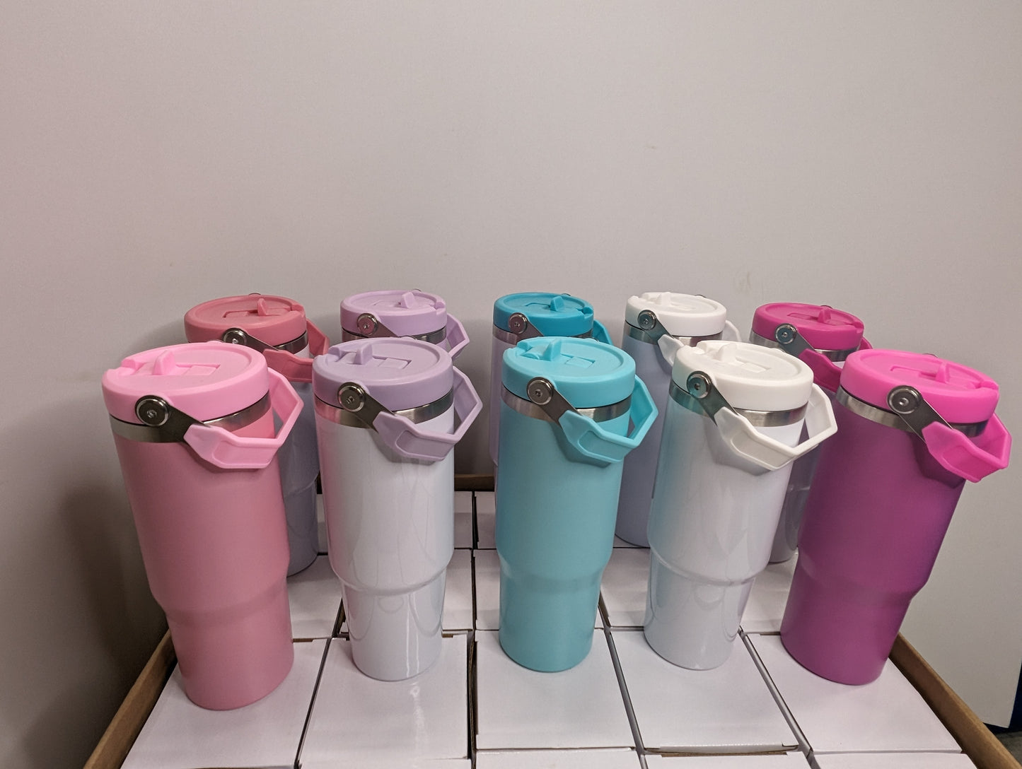 30oz Colored Tumblers with Handles - Blank for Sublimation