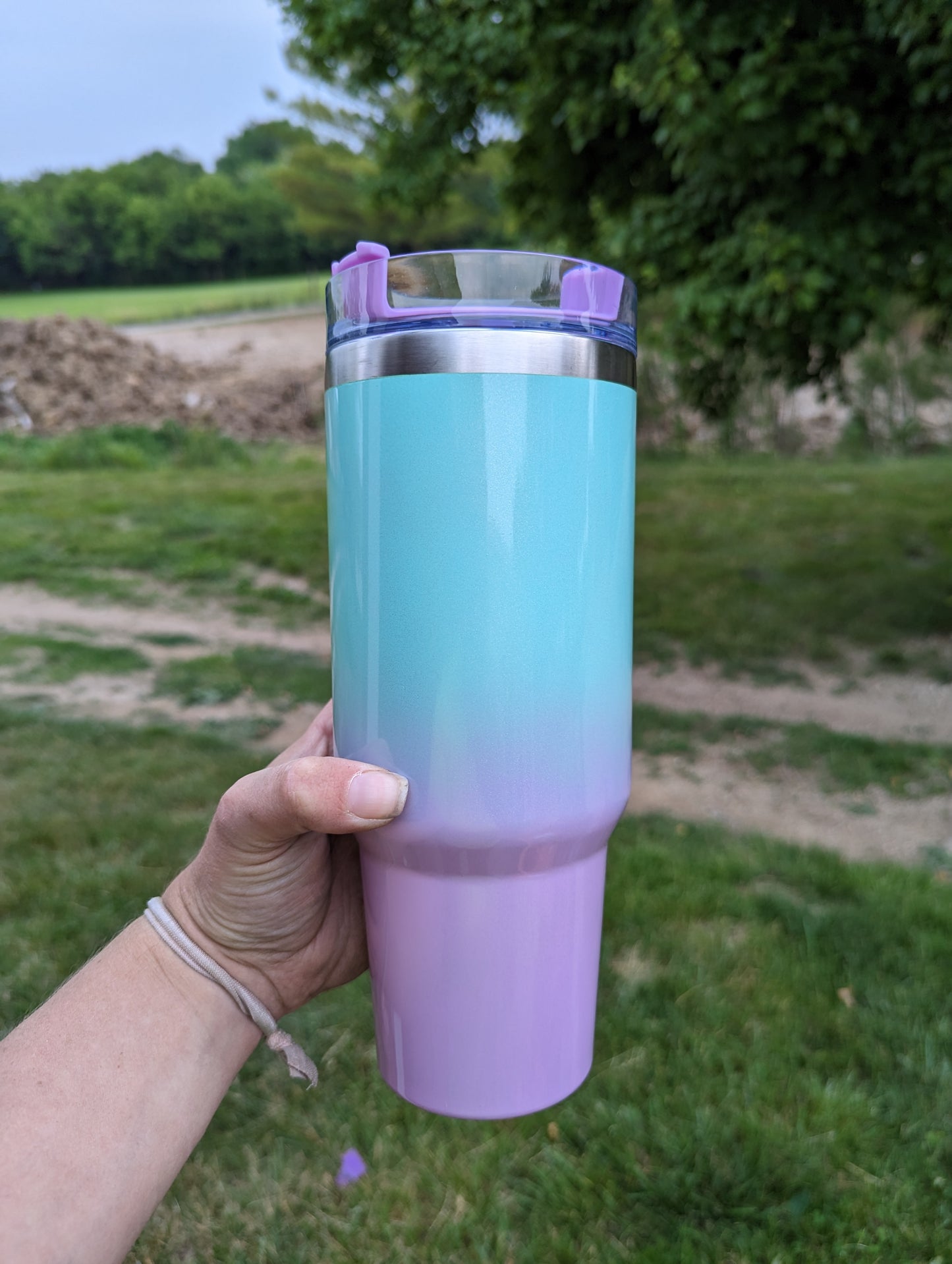 Ready to Ship 40 oz Ombre Shimmer Sublimation Tumbler W/ Handle