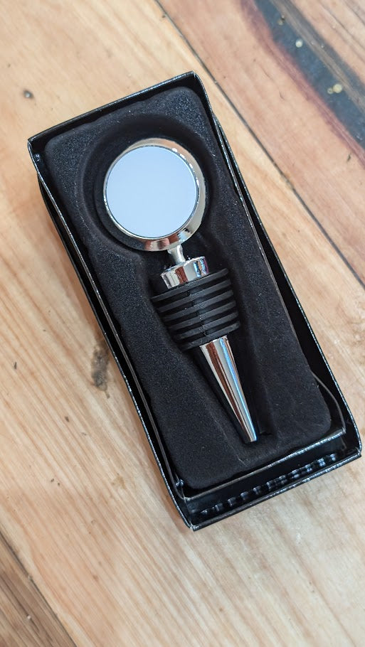 Blank Metal Wine Stopper - Round w Insert
