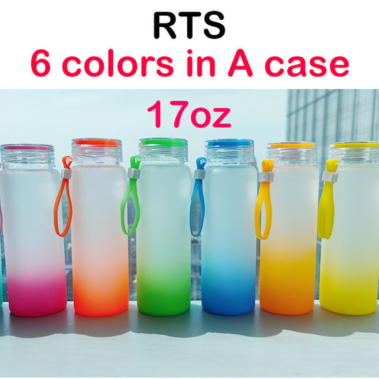 17oz Glass Frosted Ombre Bottles