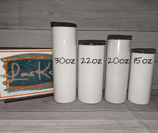 12oz, 15oz, 20oz, 22oz, 30oz Glossy Blank Sublimation Tumblers