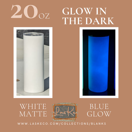 20oz Glow in the Dark: White Matte to Blue (Blank)