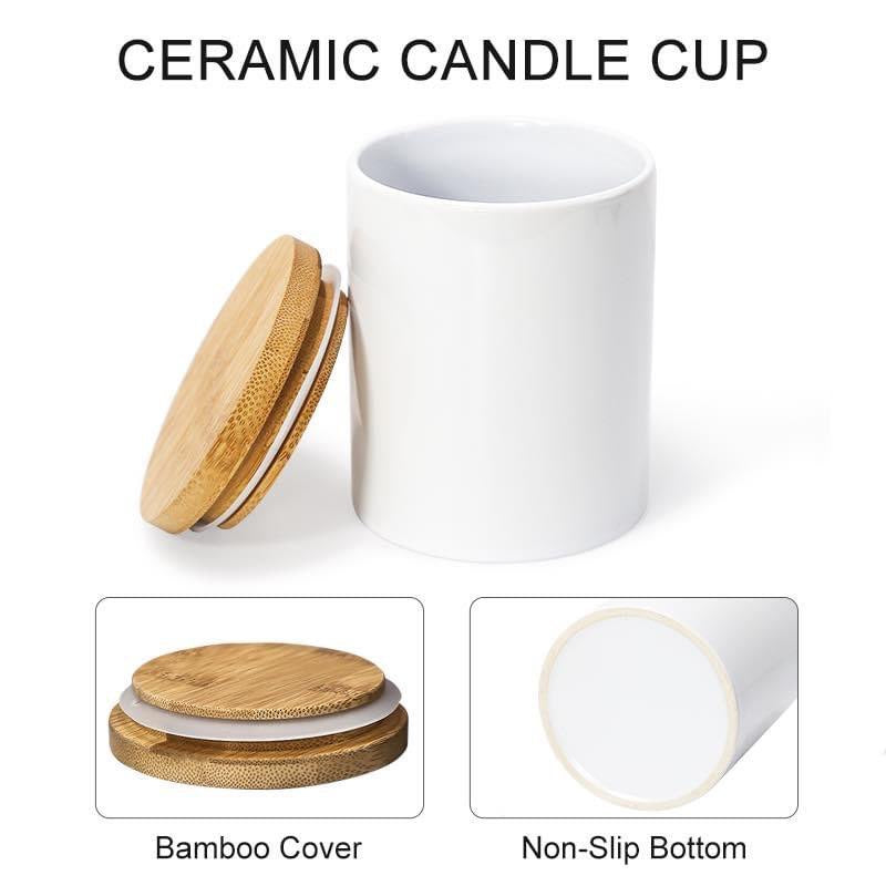 11oz Ceramic Jar w Bamboo Lid - Blank