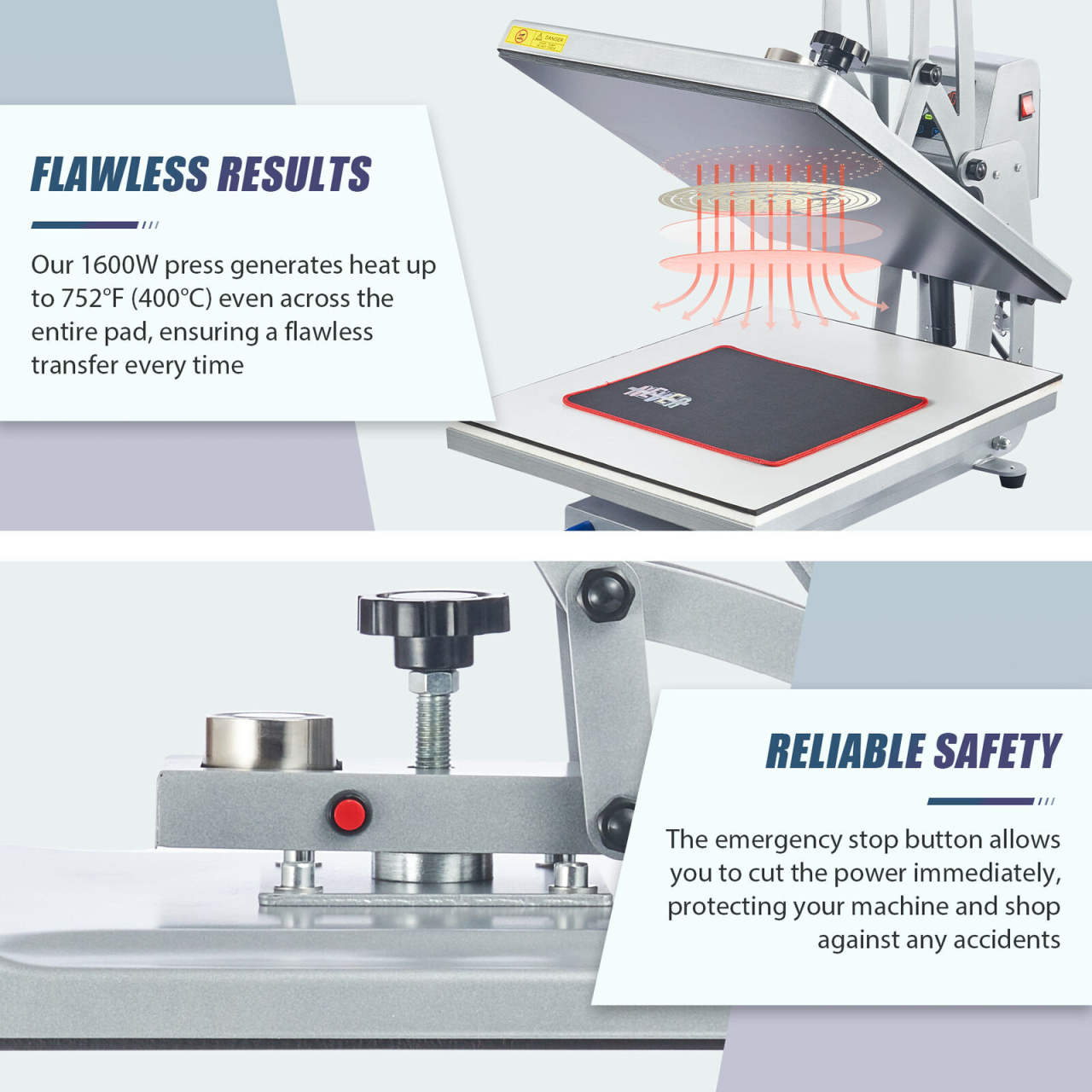 16"x20" Heat Press - Auto Open - Clamshell W Pullout Tray
