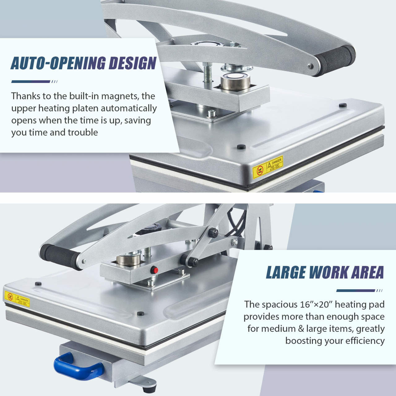 16"x20" Heat Press - Auto Open - Clamshell W Pullout Tray