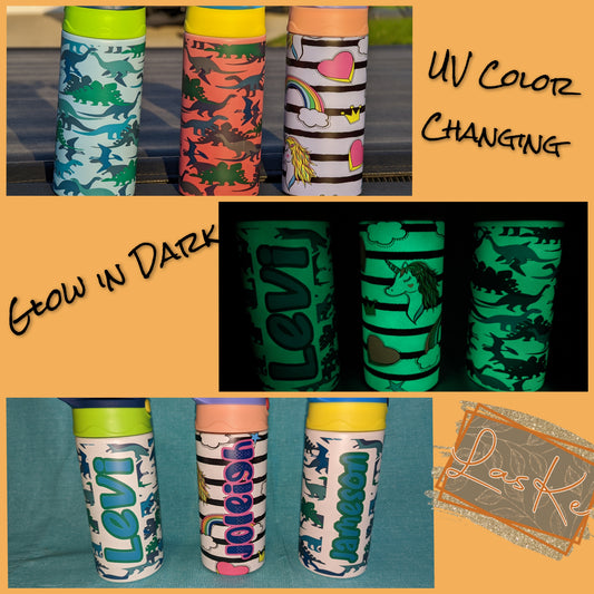 12oz Blank Kids Flip Top w/ UV Color Changing and Glow in the Dark