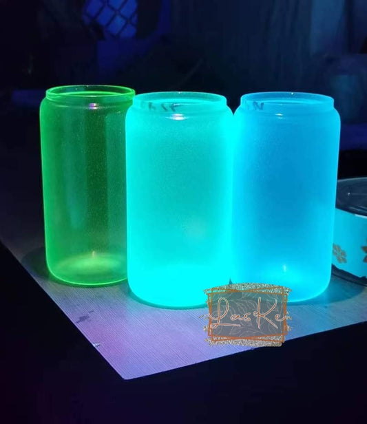 16oz Glow in the Dark Glass Jars