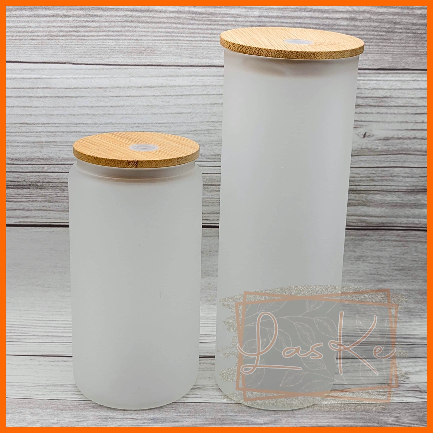 CHEAP CASE - 16oz/25oz Clear/Frosted Glass Can w/ Bamboo Lid - Sublimation Blank w Plastic Straw